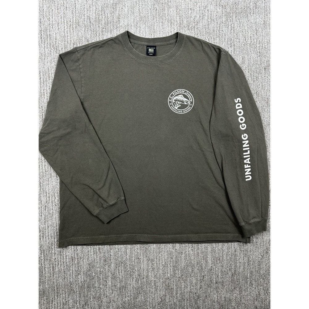 CC Filson T-Shirt Men's 3XL Green Unfailing Goods Graphic Long Sleeve Crewneck